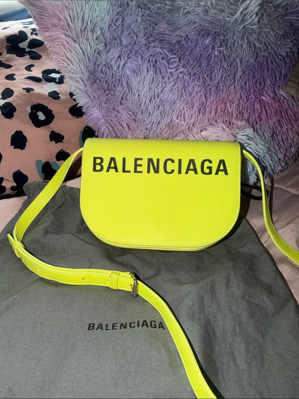 Balenciaga Ville Day XS Neon Yellow Leather Crossbody Bag 🌟